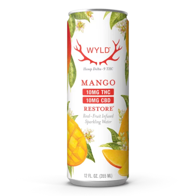 mango thc:cbd sparkling water | wyld edibles Mango THC:CBD Sparkling Water | Wyld Edibles